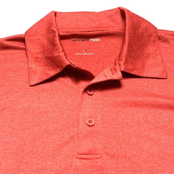 Sport Tek Shirt Mens Medium Red Short Sleeve Polo Light Weight Polyester - Picture 4 of 8